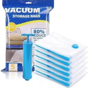 5Pcs Vacuum Seal Storage Bags With Pump | Travel Household Space Saver Storage Bag | Vacuum Bags