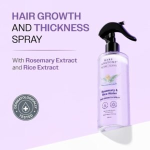 Bare Anatomy Rosemary & Rice Water Hair Growth Spray | Boosts Thickness | Controls Hair Fall | 200ml