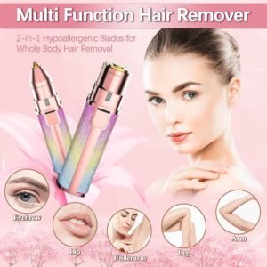 Main 2-in-1 rechargeable eyebrow trimmer and facial hair remover pen.